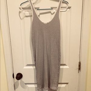 Black and white striped tank dress